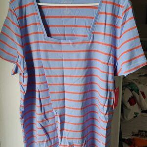 Isaac Mizrahi square neck tee shirt new